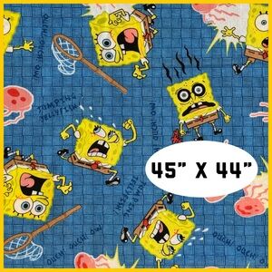 SpongeBob Jumping Jellyfish! 2002 Vintage Cotton Fabric (45” x 44” wide)